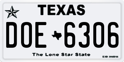 TX license plate DOE6306