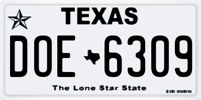 TX license plate DOE6309