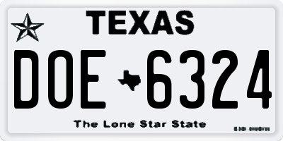 TX license plate DOE6324