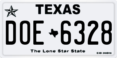TX license plate DOE6328