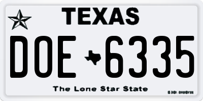TX license plate DOE6335