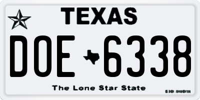 TX license plate DOE6338