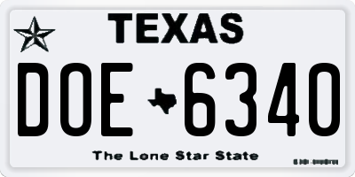 TX license plate DOE6340