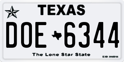 TX license plate DOE6344