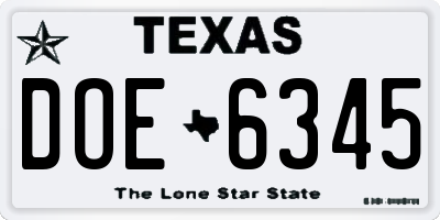 TX license plate DOE6345