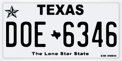 TX license plate DOE6346