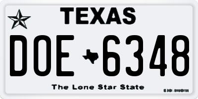 TX license plate DOE6348
