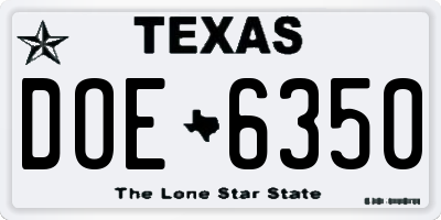 TX license plate DOE6350