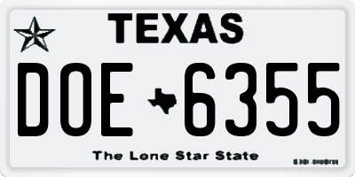 TX license plate DOE6355