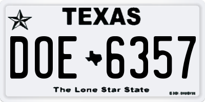 TX license plate DOE6357