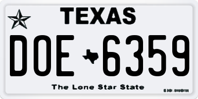 TX license plate DOE6359