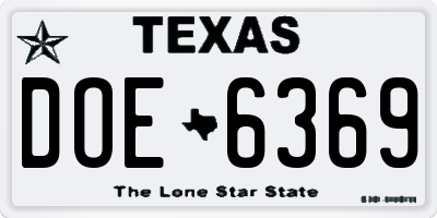 TX license plate DOE6369