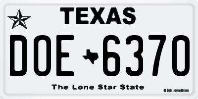 TX license plate DOE6370