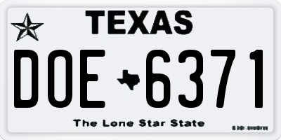 TX license plate DOE6371