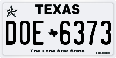 TX license plate DOE6373