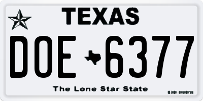 TX license plate DOE6377