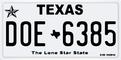 TX license plate DOE6385