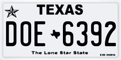 TX license plate DOE6392