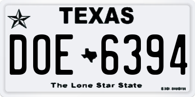 TX license plate DOE6394