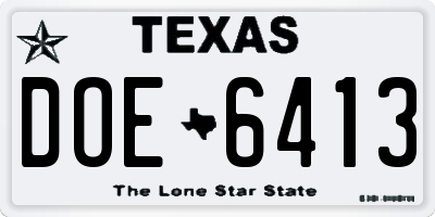 TX license plate DOE6413