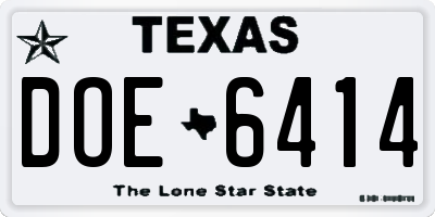 TX license plate DOE6414