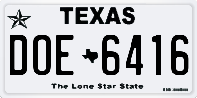 TX license plate DOE6416