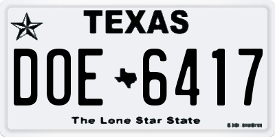 TX license plate DOE6417