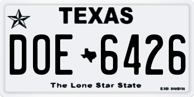 TX license plate DOE6426