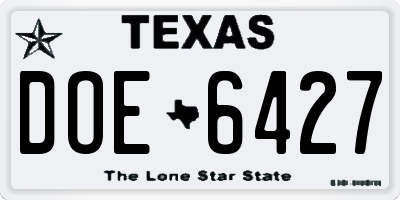 TX license plate DOE6427