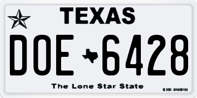 TX license plate DOE6428