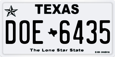 TX license plate DOE6435