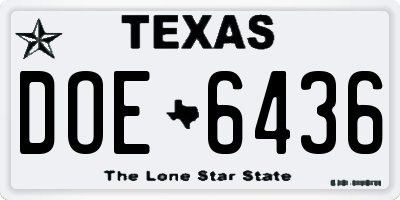TX license plate DOE6436