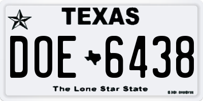 TX license plate DOE6438