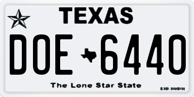 TX license plate DOE6440