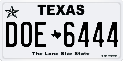 TX license plate DOE6444