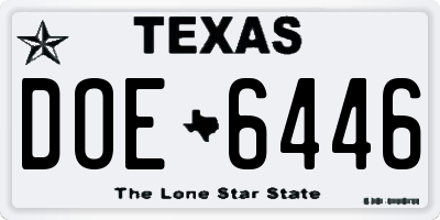 TX license plate DOE6446