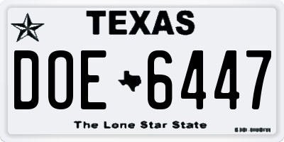 TX license plate DOE6447