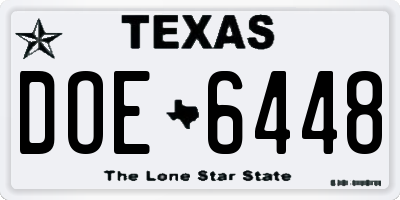 TX license plate DOE6448