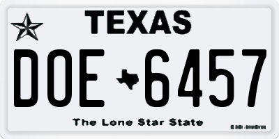 TX license plate DOE6457