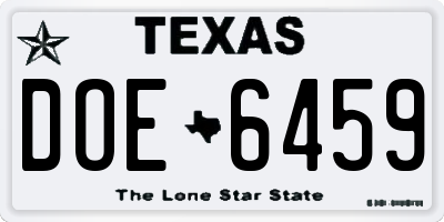 TX license plate DOE6459