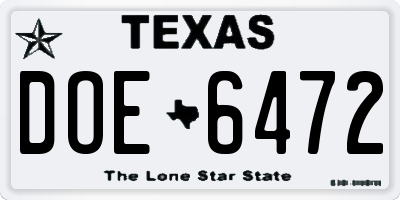 TX license plate DOE6472