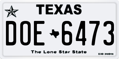 TX license plate DOE6473