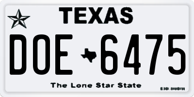 TX license plate DOE6475