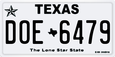 TX license plate DOE6479