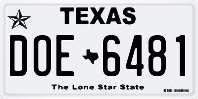 TX license plate DOE6481