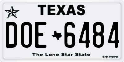 TX license plate DOE6484