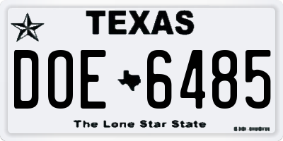 TX license plate DOE6485