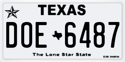 TX license plate DOE6487