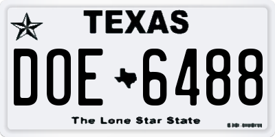 TX license plate DOE6488