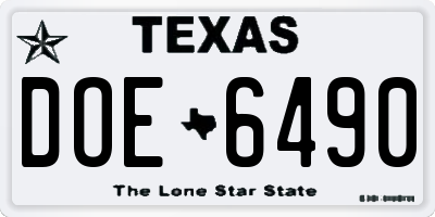 TX license plate DOE6490